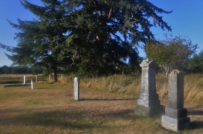 Pioneer Cemetery with tall tombstones